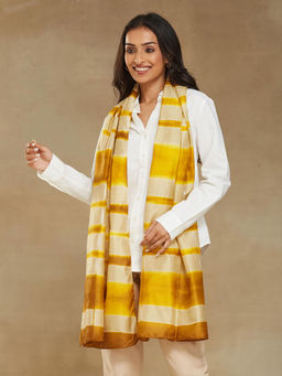 Fabindia - Yellow Silk Printed Stole