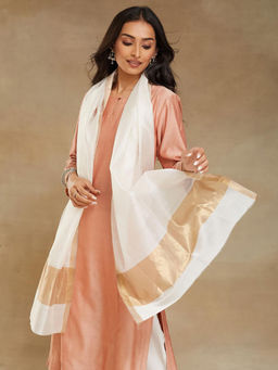 Fabindia - Offwhite Cotton Silk Blend Maheshwari Stole