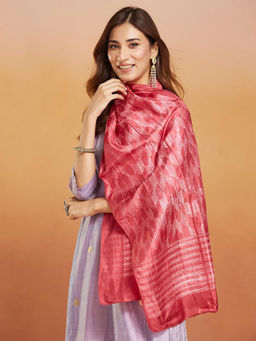 Fabindia - Red Silk Printed Stole