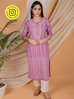 Priya Chaudhary - Purple Embroidered Kurta and Pant (Set of 2)