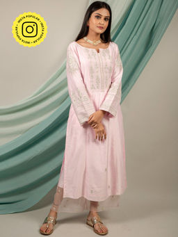 Priya Chaudhary - Light Pink Kurtas (Set of 2)