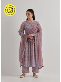 Priya Chaudhary - Printed Purple Kurtas (Set of 3)