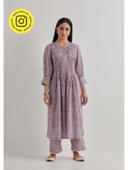 Priya Chaudhary - Printed Purple Kurtas (Set of 2)