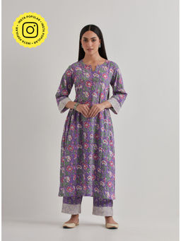 Priya Chaudhary - Printed Light Purple Kurtas (Set of 2)