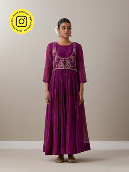 Priya Chaudhary - Purple Kurtas Purple Kurta with Pant and Jacket (Set of 3)