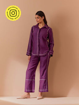 Priya Chaudhary - Purple Soft Chanderi Co-Ord (Set of 2)