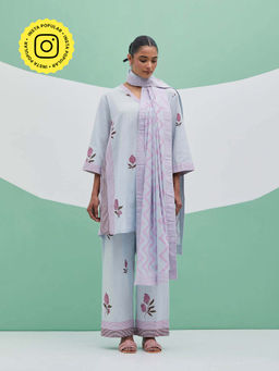 Priya Chaudhary - Sky Blue Kurta with Pant and Dupatta