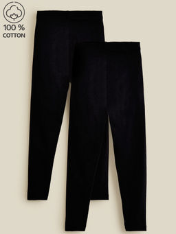 Hopscotch - 2-Pack Cotton Stretchy Leggings Black