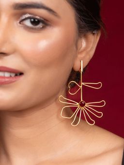 Niscka - Designer Floral Red Drop Dangle Earrings
