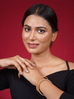 Niscka - Ethnic 24K Gold Plated Black Stone Bangles (Pack of 2)