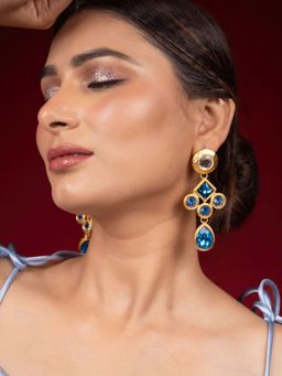 Niscka - Fancy Blue & White CZ Drop Earrings