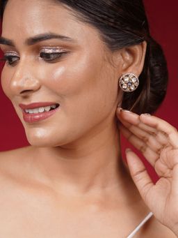 Niscka - 24K Traditional Gold Plated Purple Stone Stud Earrings