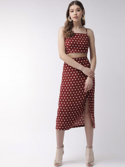 Twenty Dresses by Nykaa Fashion - Maroon Slit On My Mind Co-ordinates