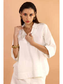 Jiraazi - Marina Off White Cotton Poplin Top