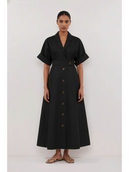 Fancy Pastels - Women Black Poplin Maxi Dress