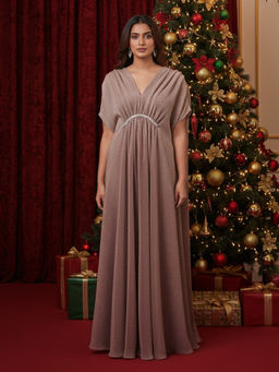 House of Fett - Galaxy Shimmer V Neck Kaftan Maxi Dress