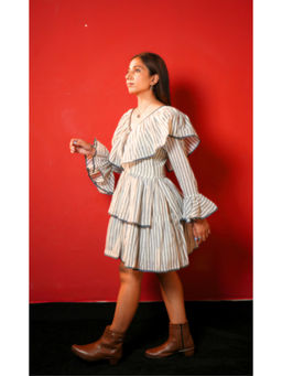 HOUSE OF LEELA - Women White Cotton Mini Dress