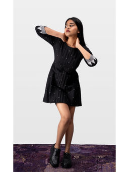 HOUSE OF LEELA - Women Black Cotton Mini Dress