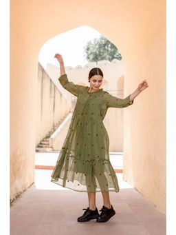 Gulabo Jaipur - Women Green Cotton Midi Dress