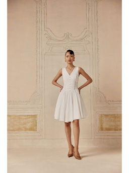 Sage By Mala - Women White Cotton Midi Dress