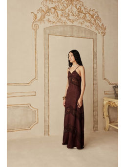 Sage By Mala - Women Brown Polyester Maxi Dress