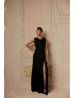 Sage By Mala - Women Black Polyester Maxi Dress