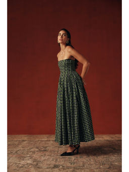 Sage By Mala - Women Green Cotton Midi Dress