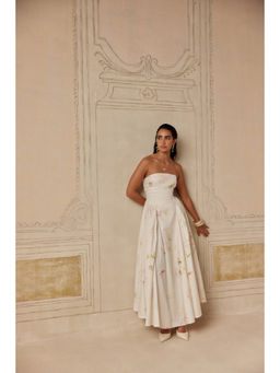 Sage By Mala - Women White Cotton Midi Dress