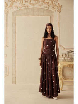 Sage By Mala - Women Wine Satin Maxi Dress