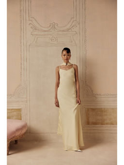 Sage By Mala - Women Beige Satin Maxi Dress