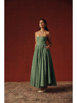 Sage By Mala - Women Green Cotton Maxi Dress