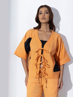 MARKKAH STUDIO - Women Orange Chambray Solid Top