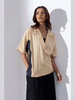 MARKKAH STUDIO - Women Beige Chambray Solid Top