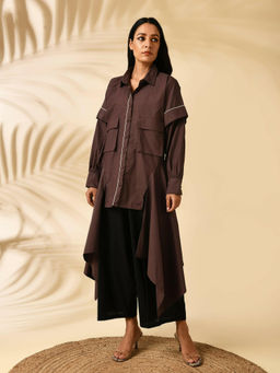 MARKKAH STUDIO - Women Mauve Chambray Solid Tunic