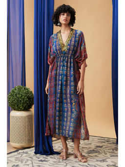 Soup by Sougat Paul - Women Navy Blue Chiffon Midi Dress