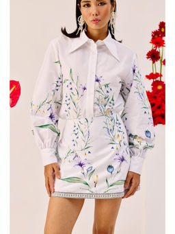 TheRealB - White Floral Printed Mini Skirt