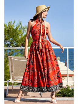 Verb - Women Orange Cotton Maxi Dress