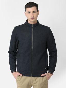 CRIMSOUNE CLUB - Men Navy Blue Solid Varsity Jacket