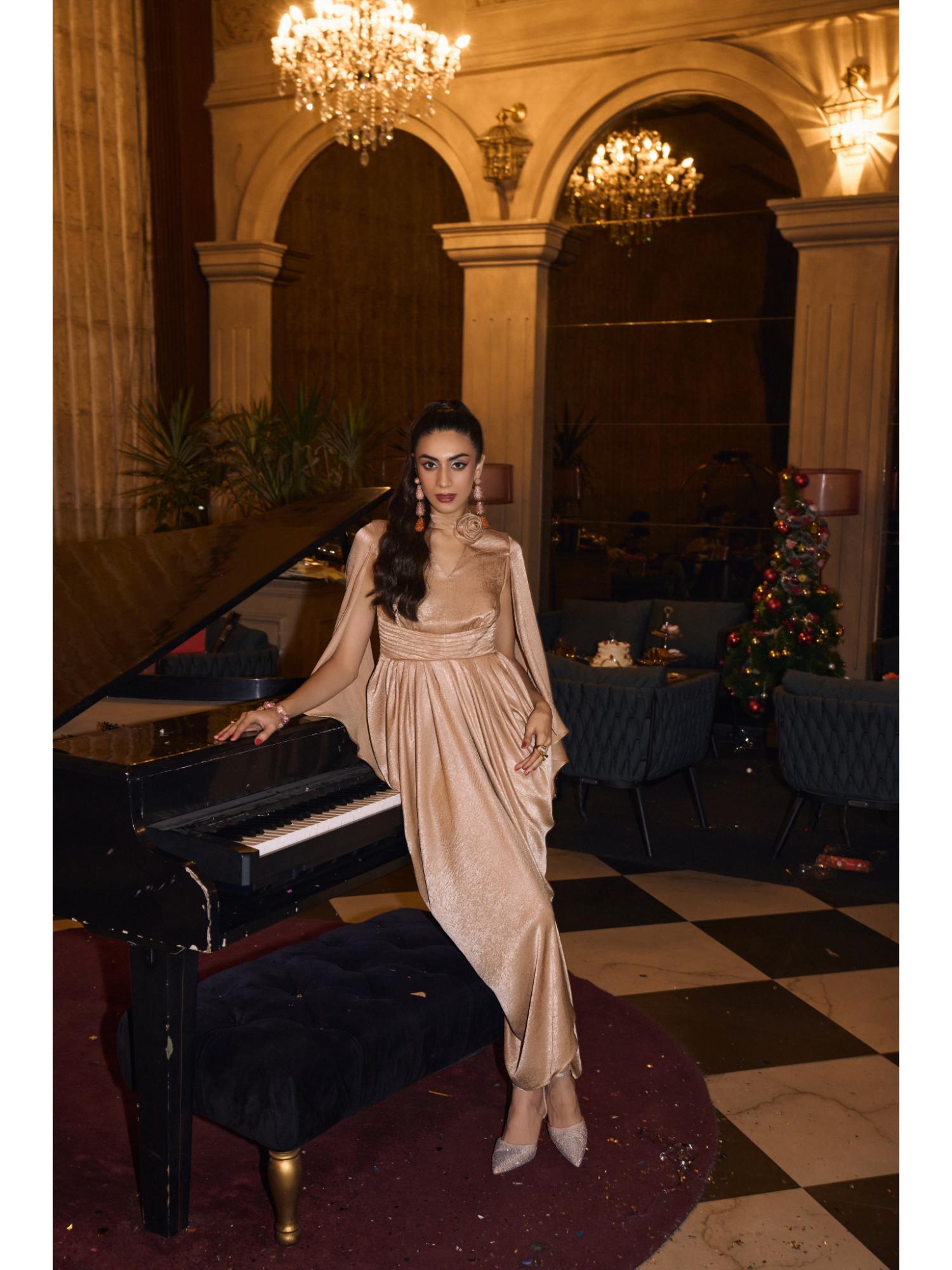 Aurelia Drape Rose Collar Gown-picture-14