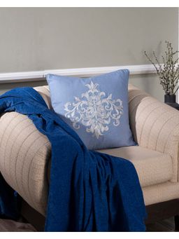 Maspar - Vintage Grandeur VintFlow Handwork Embroidery Hand Cotton Blue Medium Cushion Cover