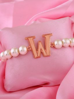 Estele - Rose Gold Plated Wonderful W Letter Pearl Bracelet for Women