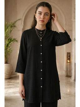 Aurelia - Women Black Solid Nylon Kurta
