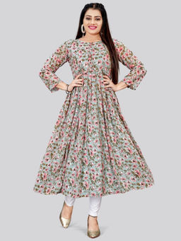Odette - Women Grey Printed Georgette Anarkali Kurta