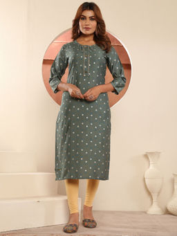 Odette - Women Green Printed Viscose Kurti