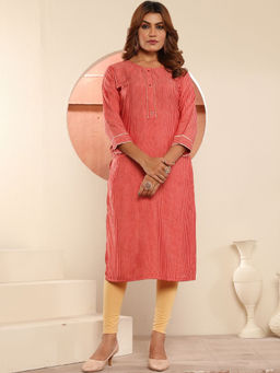 Odette - Women Red Printed Viscose Kurti