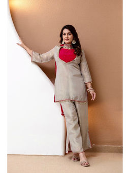 SAJAVAT ETHENIC WEAR - Women Cream Solid Silk Kurta, Blouse and Palazzo with Dupatta