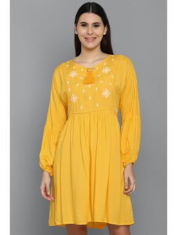 Allen Solly - Women Yellow Print Casual Dress