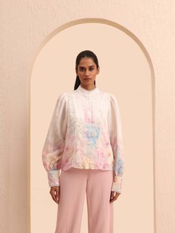 VERO MODA - Beige Lyocell Floral Full Sleeves Shirt