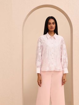VERO MODA - Pink Viscose Embroidered Full Sleeves Shirt