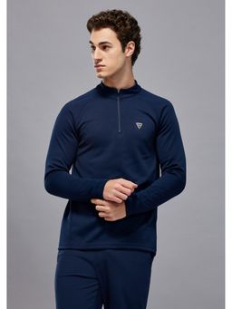 Technosport - Navy Blue Men's Solid Slim Fit Sports Sweatshirt with Elasto Plus